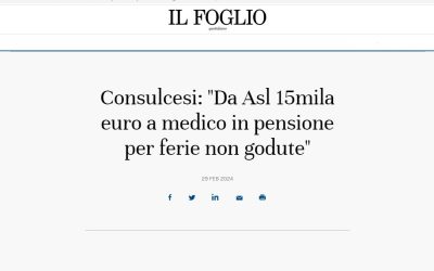 Consulcesi: “Da Asl 15mila euro a medico in pensione per ferie non godute”