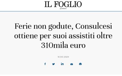 Ferie non godute, Consulcesi ottiene per suoi assistiti oltre 310mila euro