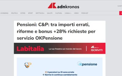 Pensioni: C&P: tra importi errati, riforme e bonus +28% richieste per servizio OKPensione